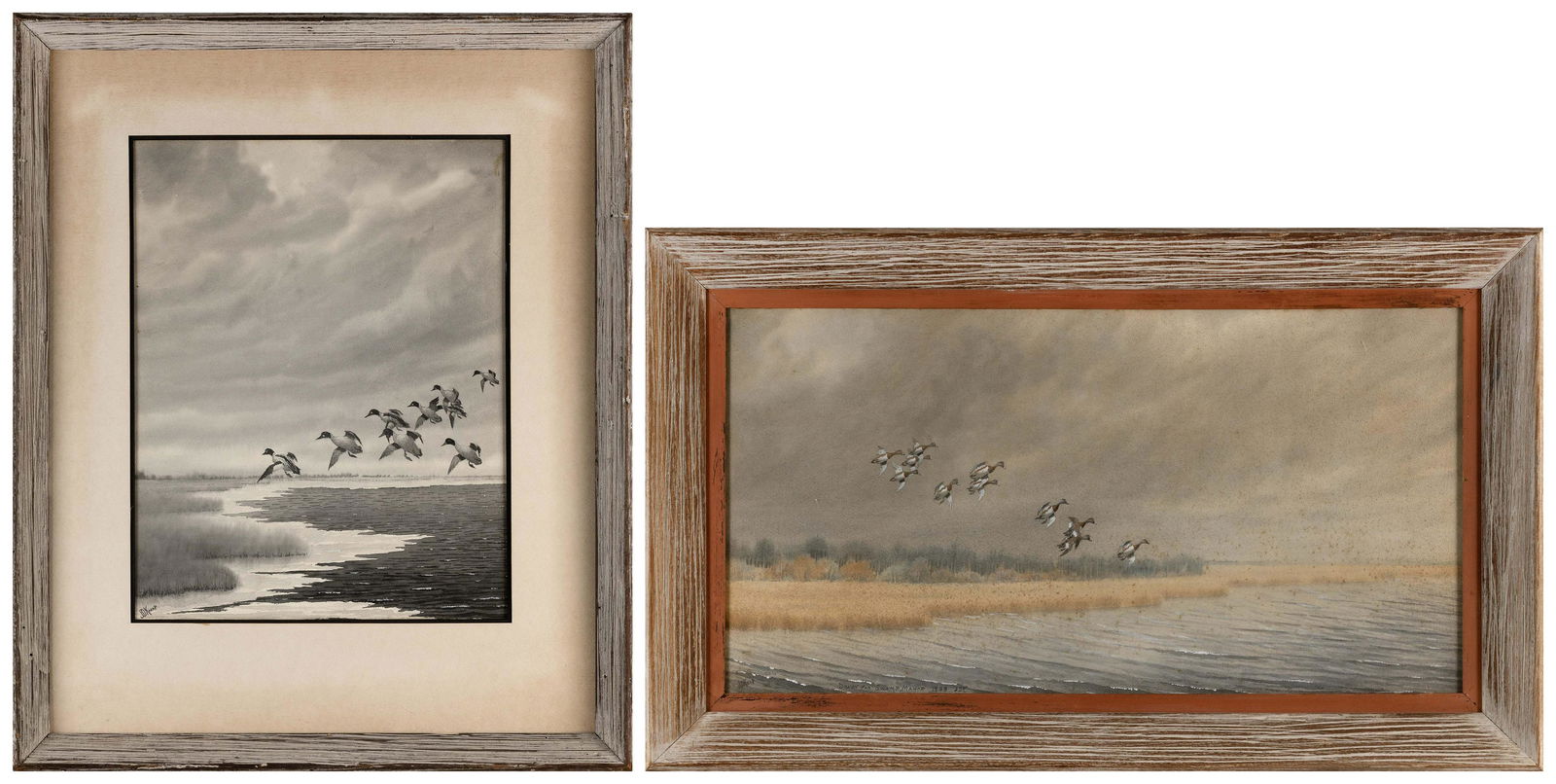 J.D. KNAPP (California, b. 1881), Two scenes of waterfowl, one of goldeneyes and one of baldpates., (1 of 5)