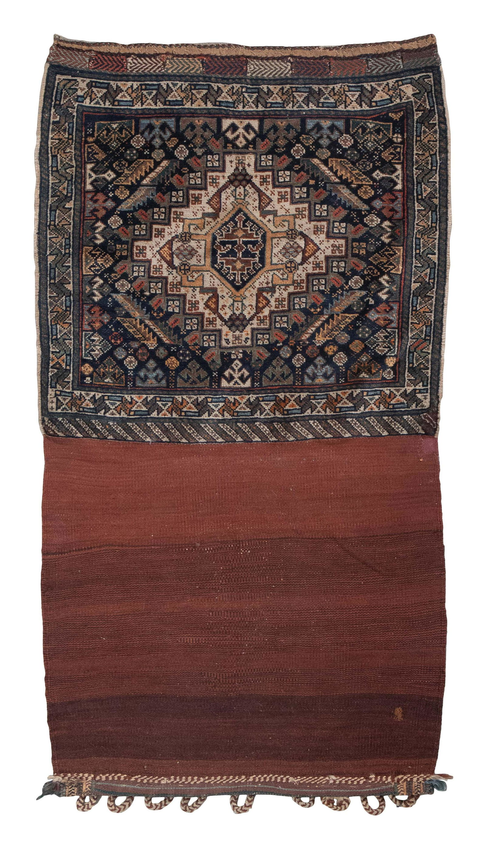 PERSIAN QASHQAI UNCUT SADDLEBAG: FACE 2'3” X 2'4” Early 20th Century Overall 28” x (1 of 1)