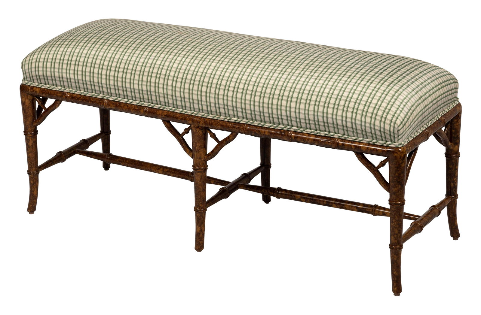 UPHOLSTERED BENCH WITH BAMBOO-TURNED BASE 2000s (1 of 1)