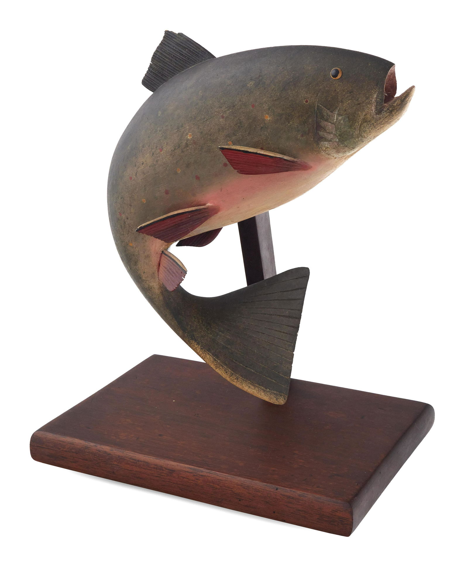 CARVED WOODEN RAINBOW TROUT Early 20th Century Height 10.5”. (1 of 2)