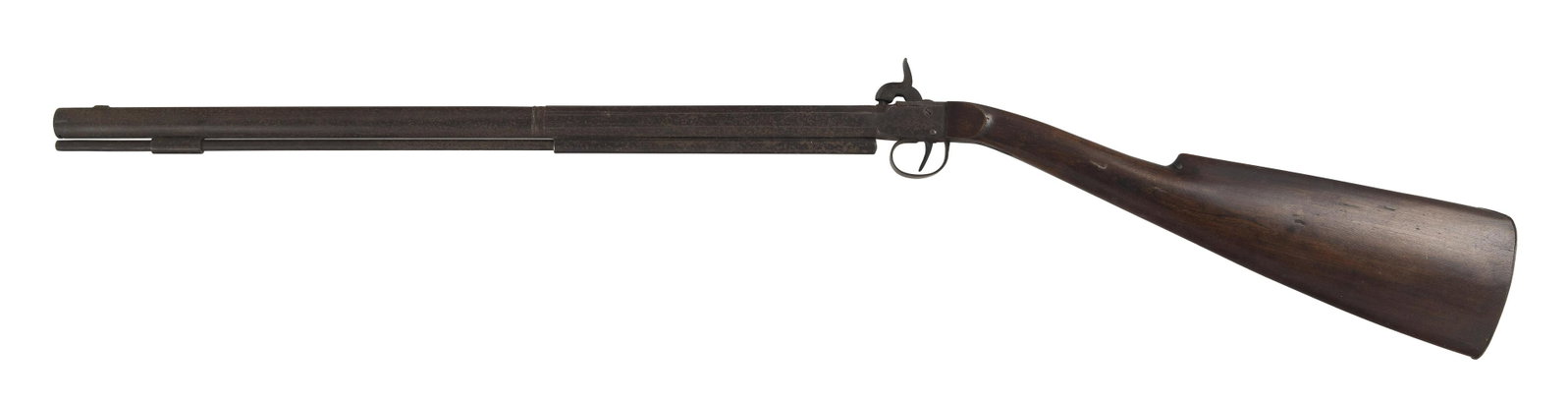 PERCUSSION GUN MADE BY ALVIN ALEXANDER WHITE, MASTER GUN ENGRAVER 20th Century Length of barrel: PERCUSSION GUN MADE BY ALVIN ALEXANDER WHITE, MASTER GUN ENGRAVER 20th Century Purportedly White made it for himself to shoot lizards with as a teenager. Part-octagonal, part-round barrel. Barrel engr