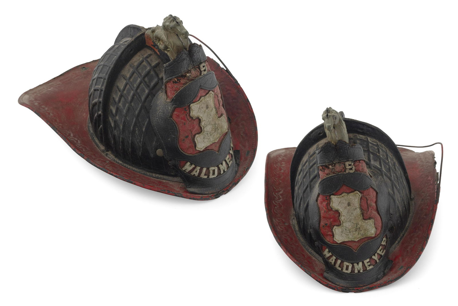 RARE CAIRNS BROTHERS LEATHER FIRE HELMET Circa 1870 Height 9.75”. (1 of 3)