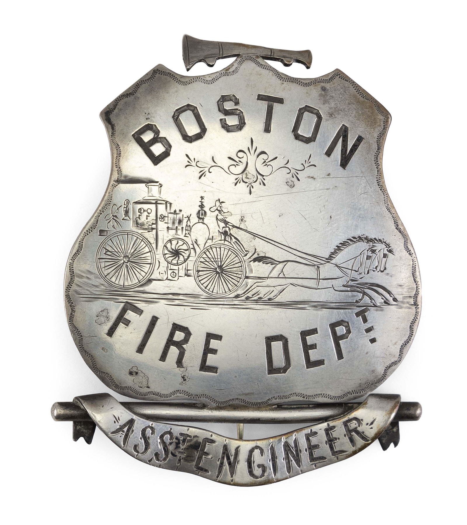 BOSTON FIRE DEPARTMENT BADGE Circa 1850 Height 3”. (1 of 1)