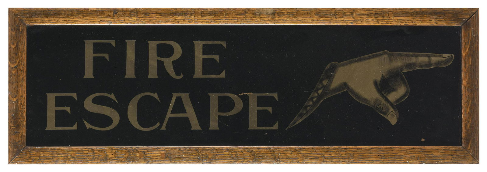 REVERSE-PAINTED GLASS “FIRE ESCAPE” SIGN Late 19th/Early 20th Century 8” x (1 of 2)