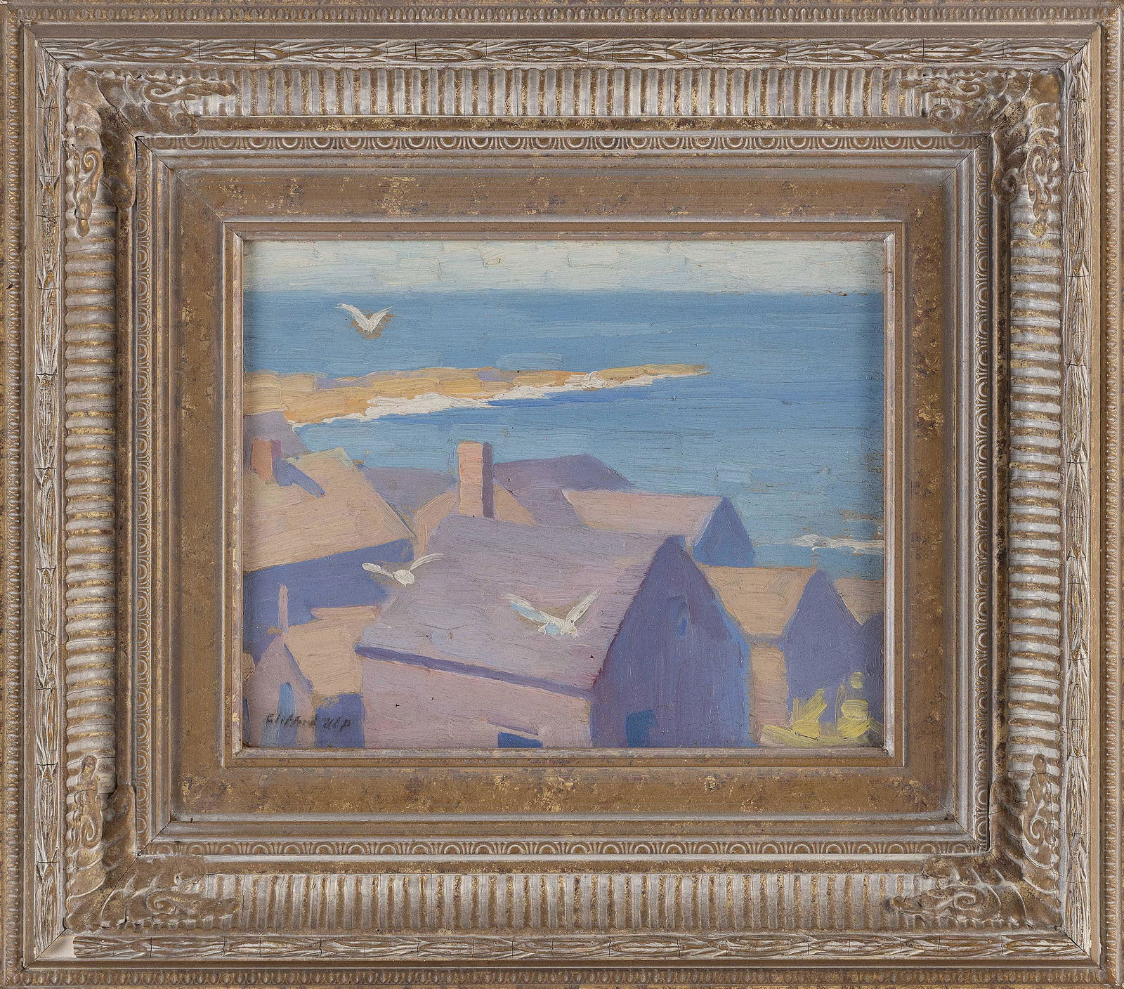CLIFFORD MCCORMICK ULP (New York, 1885-1957), "Siasconset, Mass"., Oil on board, 8" x 10". Framed (1 of 2)