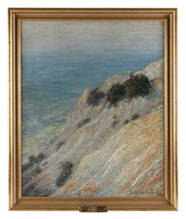 FREDERICK LOUIS THOMPSON (New York/Massachusetts, 1868-1933), &#8220;Gay Head Martha&#8217;s: FREDERICK LOUIS THOMPSONNew York/Massachusetts, 1868-1933â€œGay Head Marthaâ€™s Vineyard&rdquo;. Signed and dated lower right â€œFrederick Louis Thompson 1909&rdquo;. Titled verso.Oil on