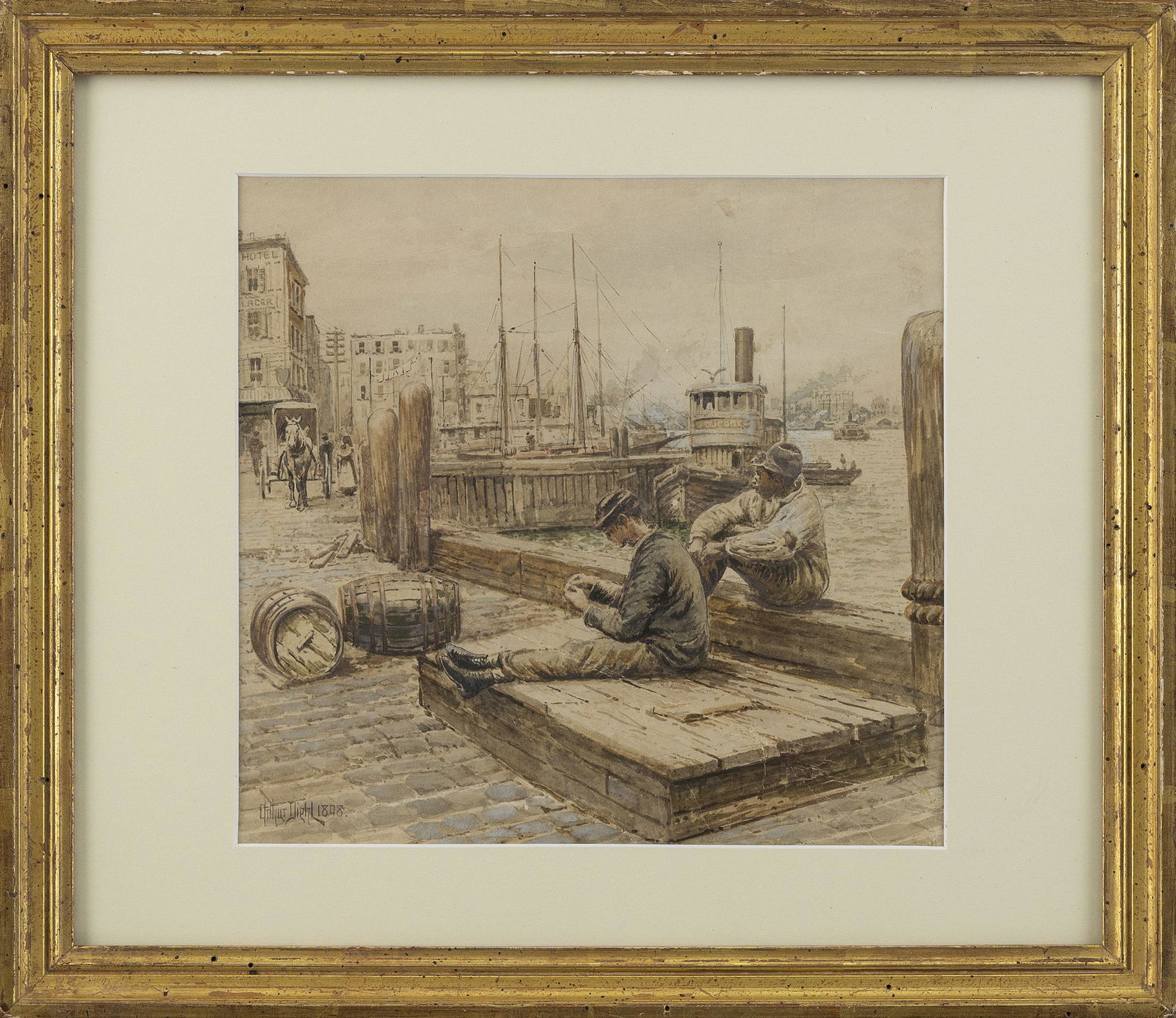 ARTHUR VIDAL DIEHL (Massachusetts/New York/England, 1870-1929), “Along the Docks, 1898” (1 of 2)