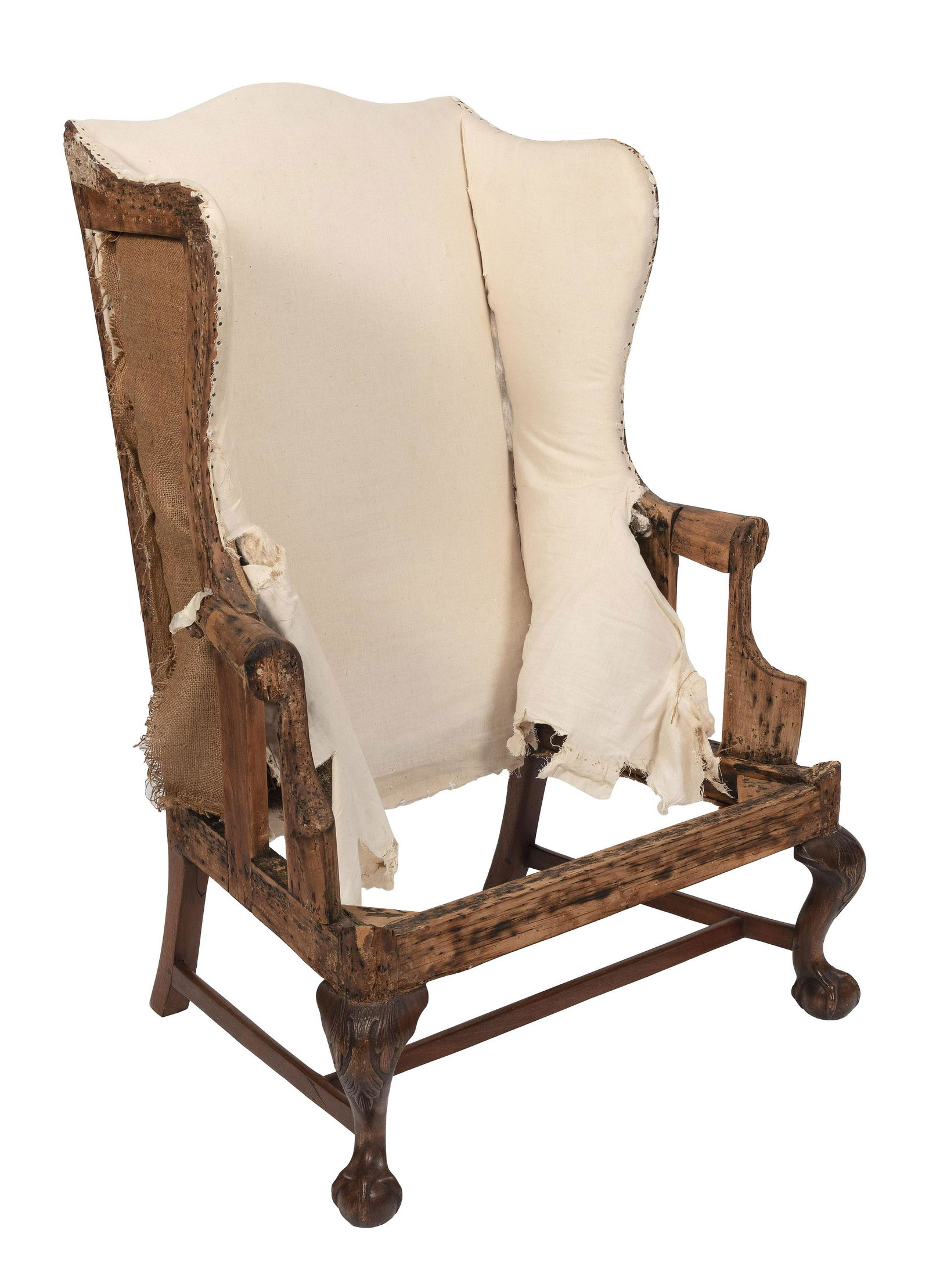 CHIPPENDALE WING CHAIR Southern Connecticut, Circa 1780 Back height 45.75”. Seat height to (1 of 1)