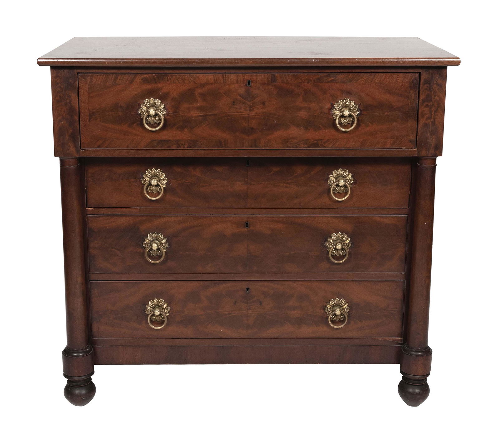 CLASSICAL CHEST BY TIMOTHY HUNT Boston, Circa 1830 Height 41.75". Width 44.5". Depth 24". (1 of 1)