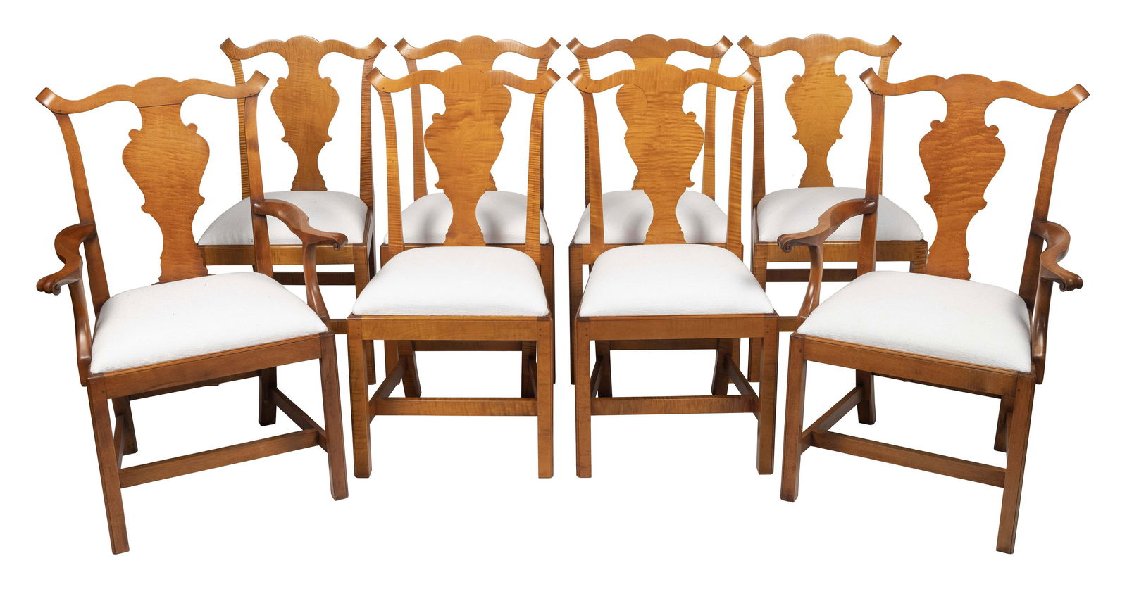 SET OF EIGHT ELDRED WHEELER CHIPPENDALE-STYLE CHAIRS Massachusetts, 20th Century Back heights (1 of 1)