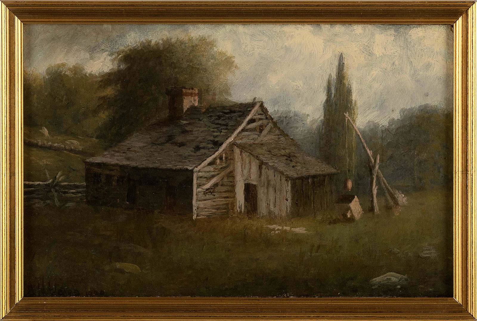 WILLIAM HENRY YATES (New York, 1845-1934), "The Old Abandoned Home"., Oil on board, 8" x 12". Framed (1 of 2)