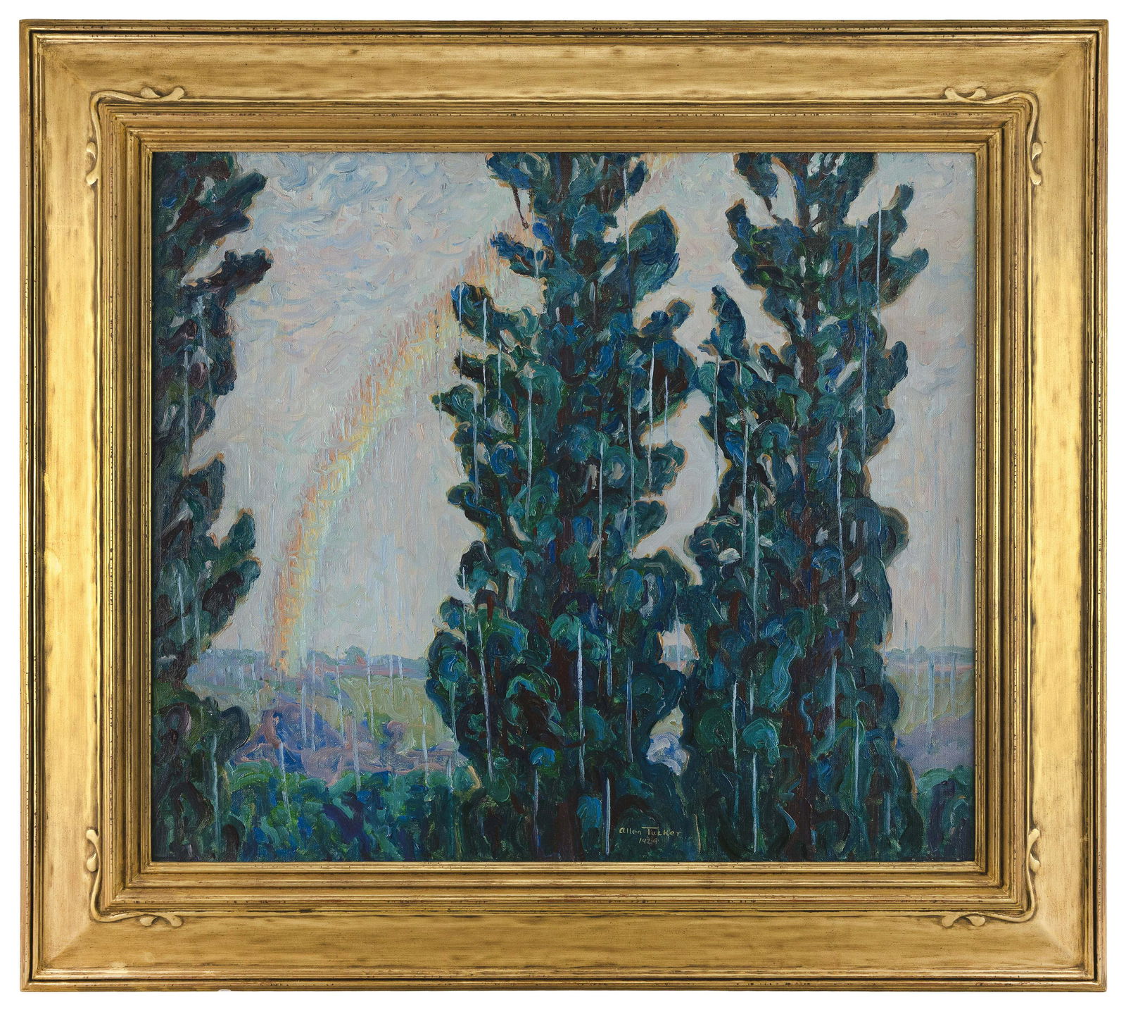 ALLEN TUCKER (New York, 1866-1939), "Pot of Gold" or "The Rainbow"., Oil on canvas, 30" x 34". (1 of 3)