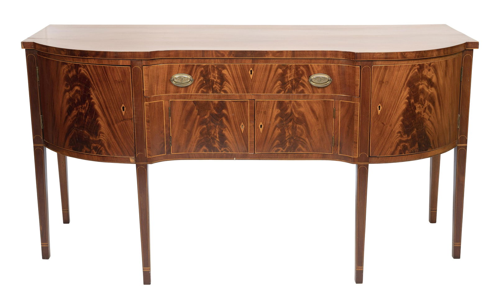 HEPPLEWHITE SIDEBOARD Baltimore, Circa 1800 Height 37.25”. Width 71.75”. Depth (1 of 1)