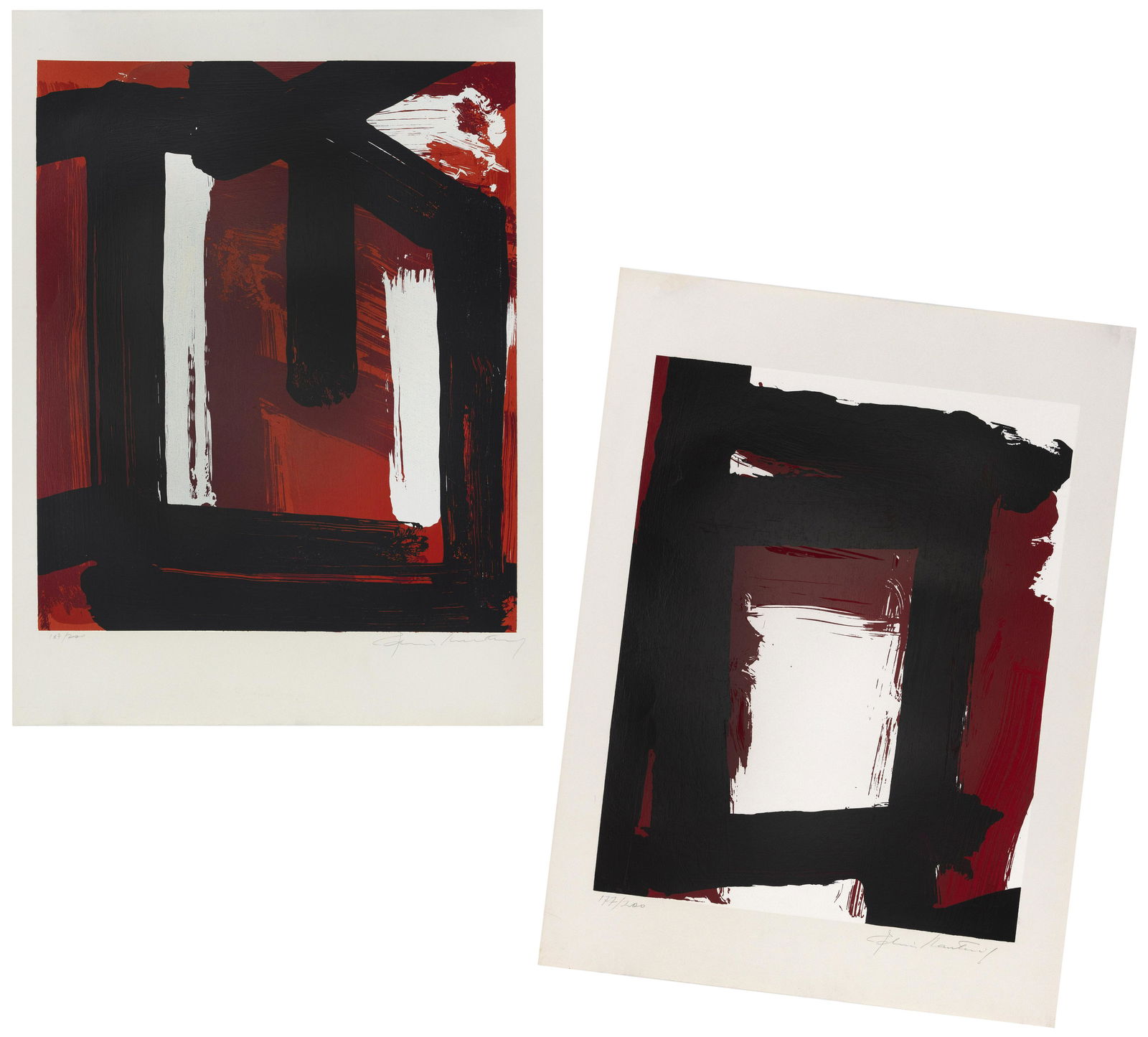 EDVINS STRAUTMANIS (Illinois/New York, 1933-1992), Two abstract color screenprints., Sheets 33” (1 of 3)