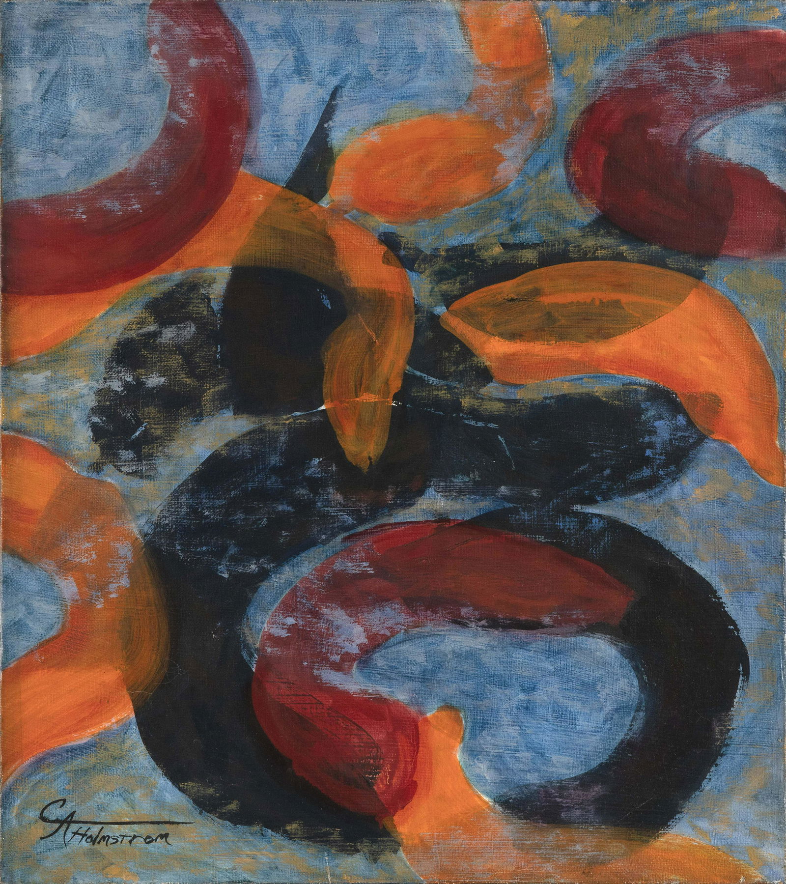 C.A. HOLMSTROM (Connecticut, 20th Century), “Primordial Soup”., Oil on canvas, 20” (1 of 2)
