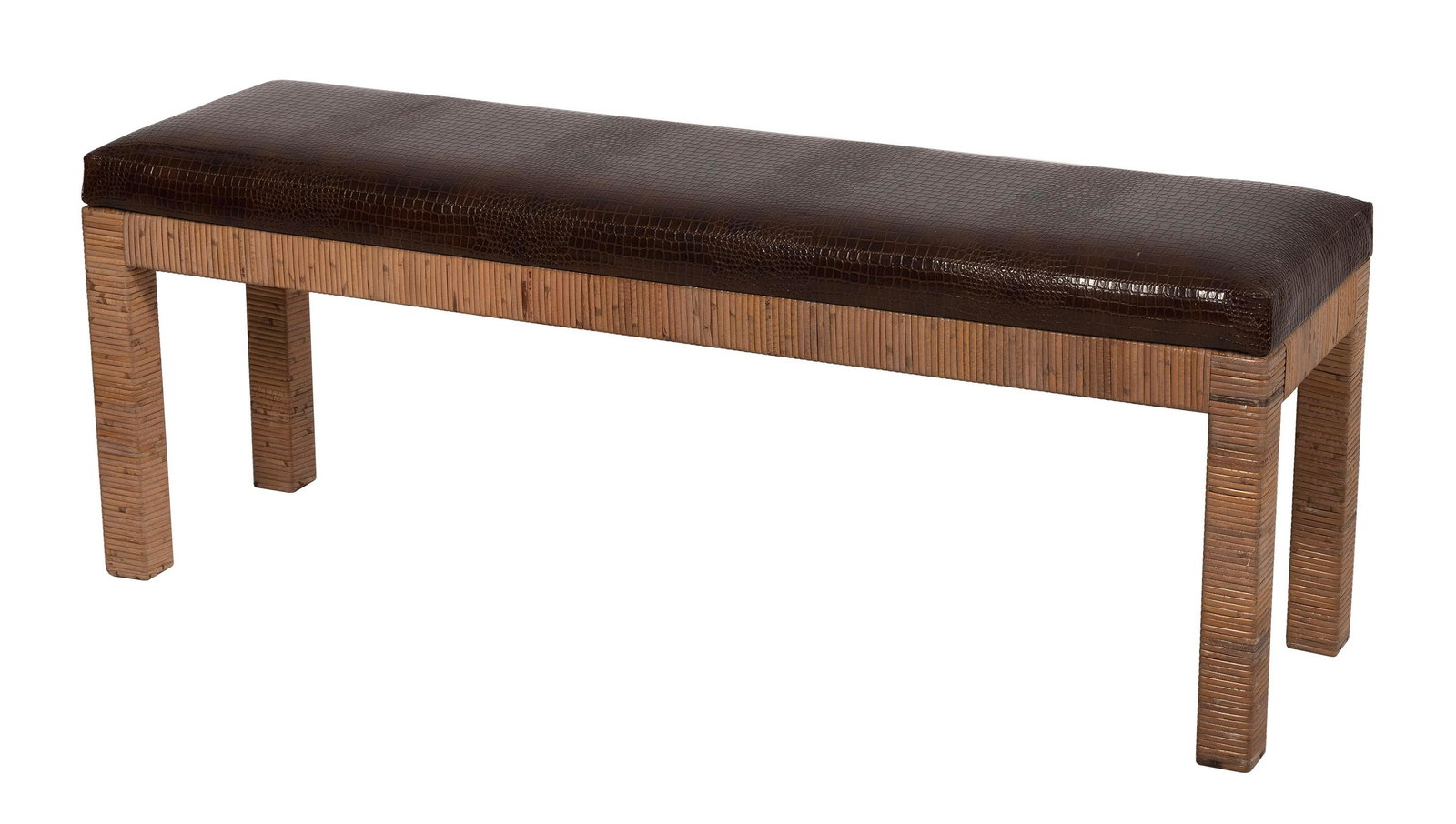 BILLY BALDWIN FOR TIFFANY & CO. WICKER-WRAPPED BENCH 20th Century Height 18.25”. Length (1 of 1)