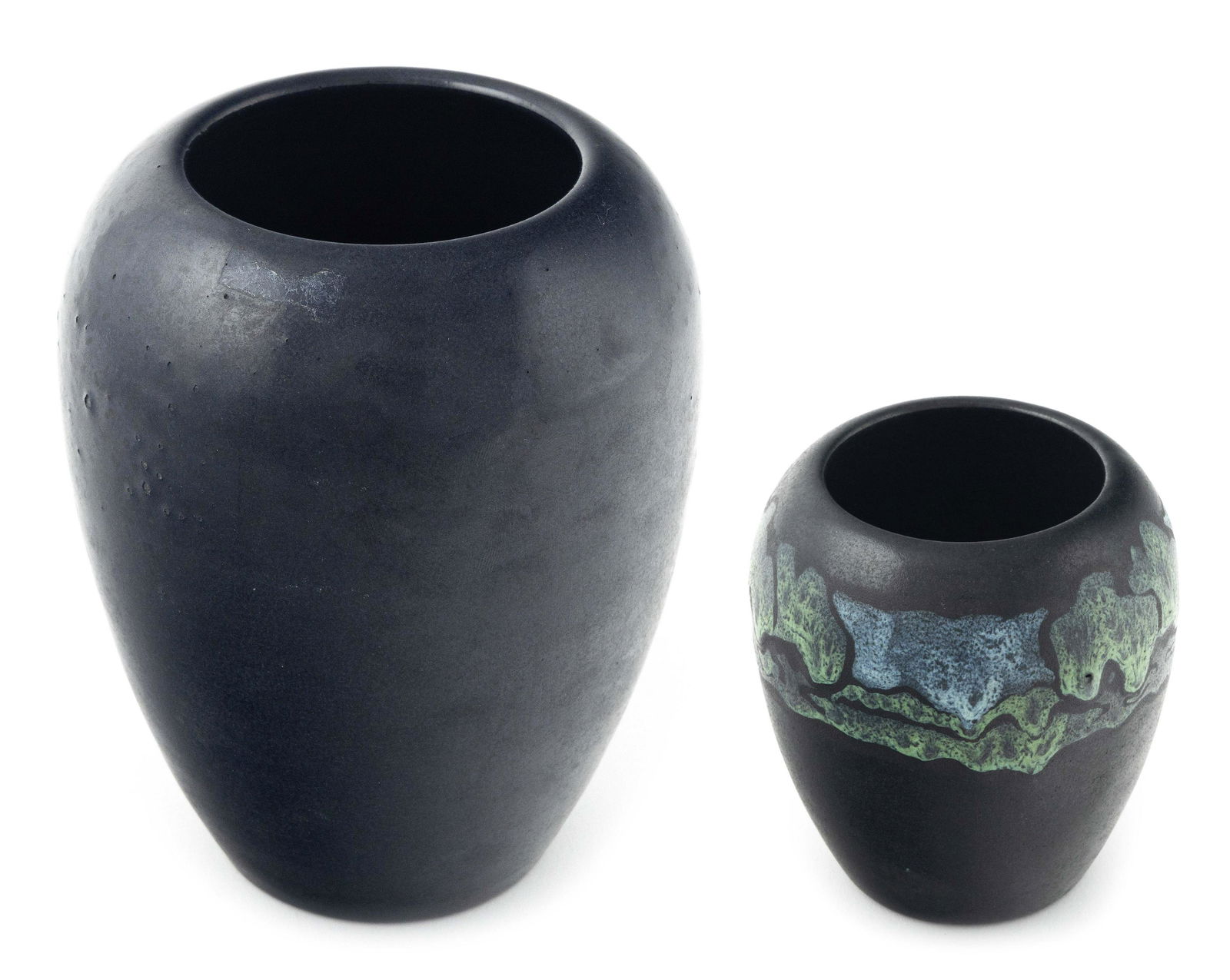 TWO SATURDAY EVENING GIRLS POTTERY VASES Boston, Early 20th Century Heights 6.5” and 4.5” (1 of 3)