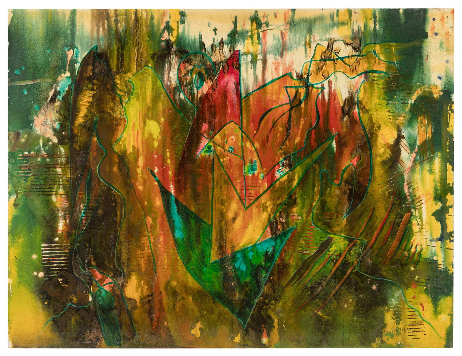 JOSEPH MEIERHANS (New York/Pennsylvania/North Carolina/Switzerland, 1890-1980), Abstract., Oil on (1 of 2)