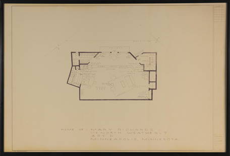 MARK BENNETT (California/Tennessee, 1956-), "Home of: Mary Richards" of The Mary Tyler Moore Show,: MARK BENNETTCalifornia/Tennessee, 1956-"Home of: Mary Richards" of The Mary Tyler Moore Show, 1995. Floor plan of the apartment of Mary Richards, 119 North Weatherly, Apt. D, Minneapolis, Mi