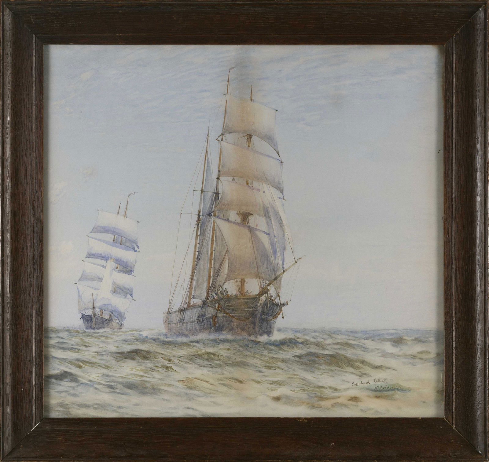 MAURITZ FREDERIK HENDRICK DE HAAS (New York/Holland, 1832-1895), “Southbound Collier”., (1 of 3)