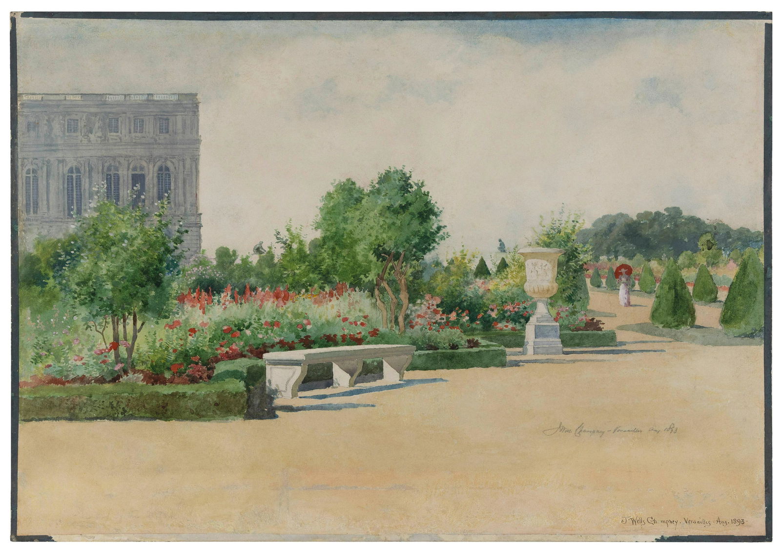 JAMES WELLS CHAMPNEY (Massachusetts/New York, 1843-1903), “Parterre du Nord, Versailles”: JAMES WELLS CHAMPNEYMassachusetts/New York, 1843-1903“Parterre du Nord, Versailles”, 1893. Signed and dated "J. Wells Champney, Versailles, Aug, 1893", in pencil, lower right, an