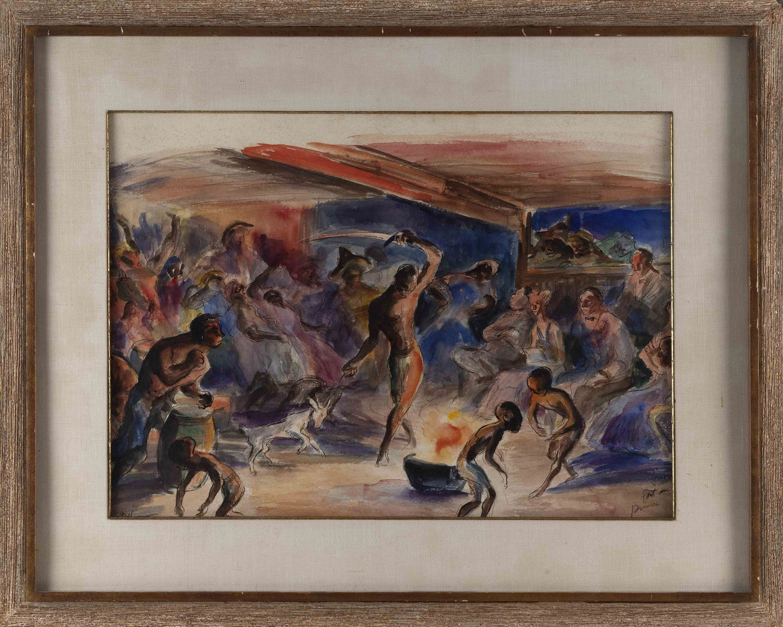 JOHN GROTH (New York/Illinois, 1908-1998), Voodoo Ceremony, Port-au-Prince, Haiti., Watercolor on: JOHN GROTHNew York/Illinois, 1908-1998Voodoo Ceremony, Port-au-Prince, Haiti. Signed lower left “John Groth” and inscribed left “Port-au-Prince”.Watercolor on paper, 24”