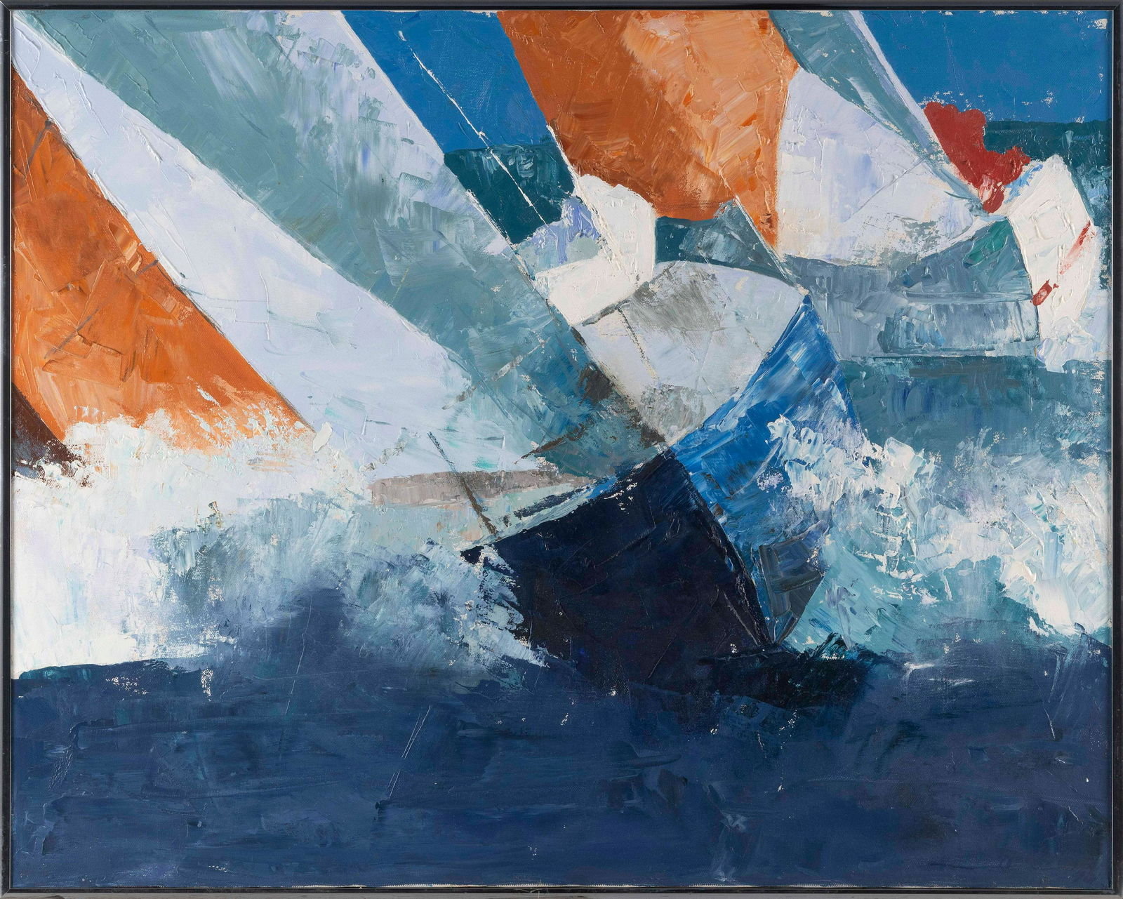 ANNI SYLVESTER (Contemporary,), Yacht race, 1990., Oil on canvas. Framed 22.5” x 28.5”. (1 of 2)