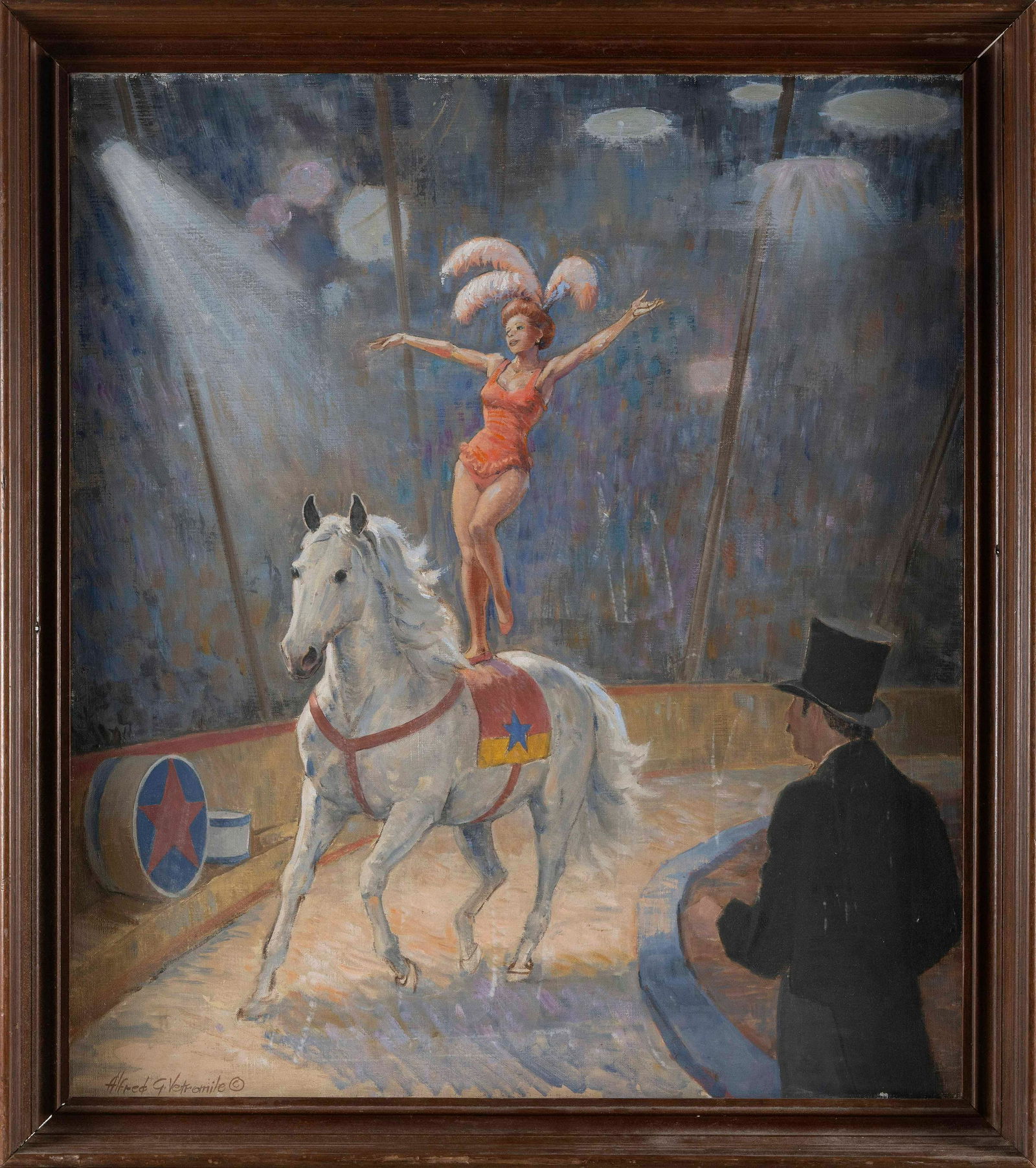 ALFRED G. VETROMILE (Connecticut/New York, 1917-2006), Circus performer on horseback., Oil on (1 of 5)