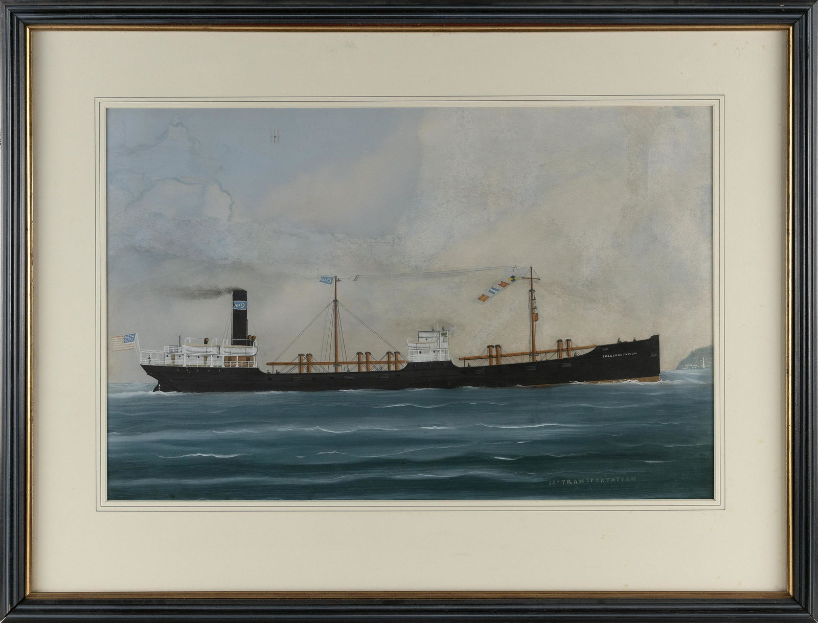 ITALIAN SCHOOL (Late 19th Century,), The S.S. Transportation at sea., Gouache on paper, 15.25" x 24" (1 of 2)