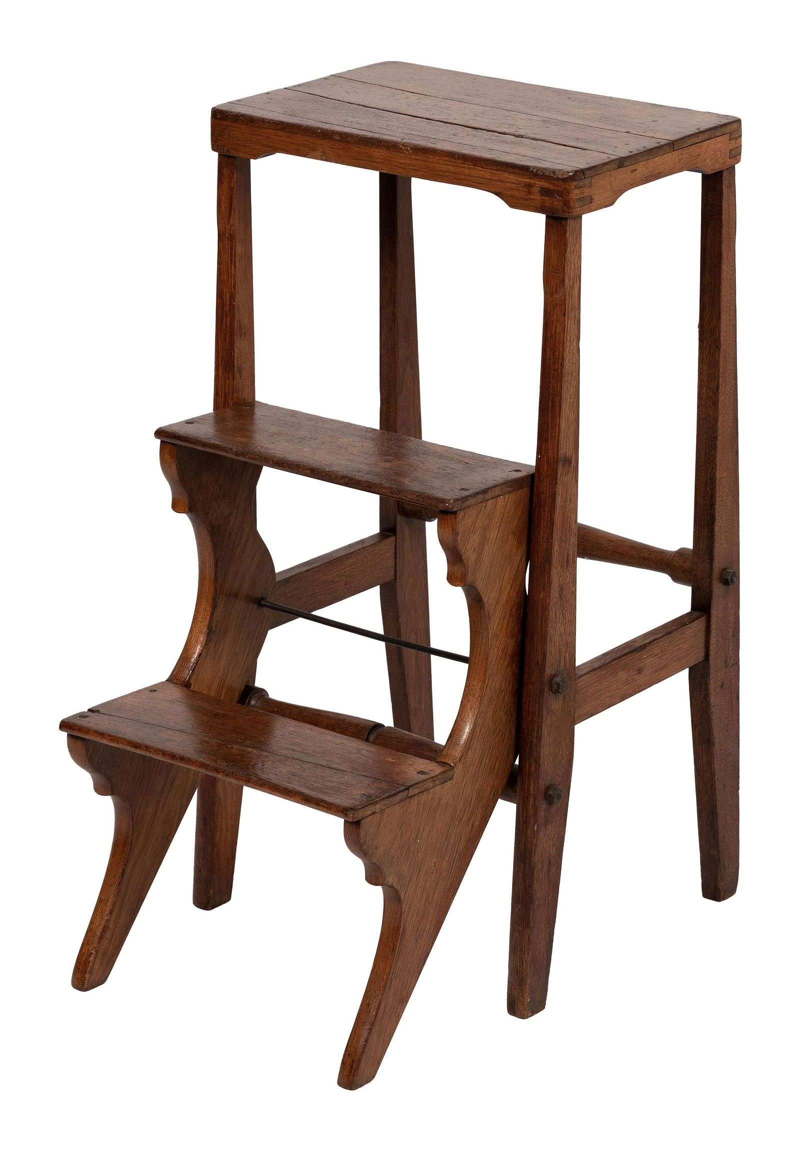 MAHOGANY LIBRARY STEPS Early 20th Century Height 30”. (1 of 1)