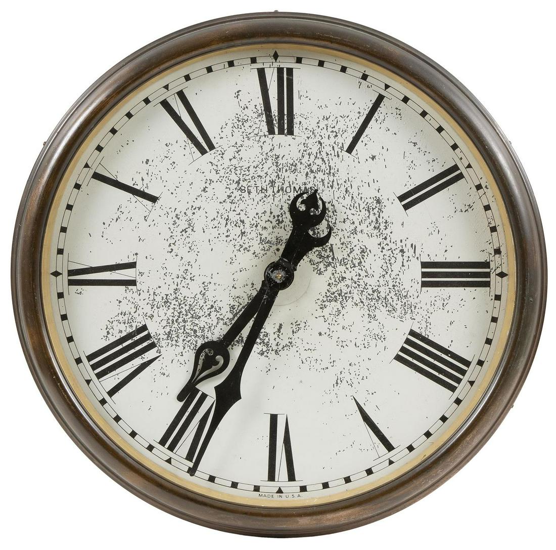 LARGE SETH THOMAS WALL CLOCK Early 20th Century Diameter 27". (1 of 2)