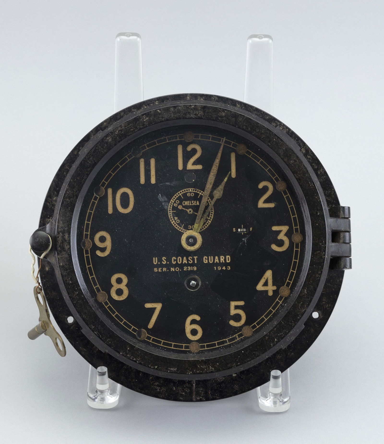 CHELSEA U.S. COAST GUARD CLOCK First Half of the 20th Century Crystal diameter 5.25”. Overall (1 of 2)