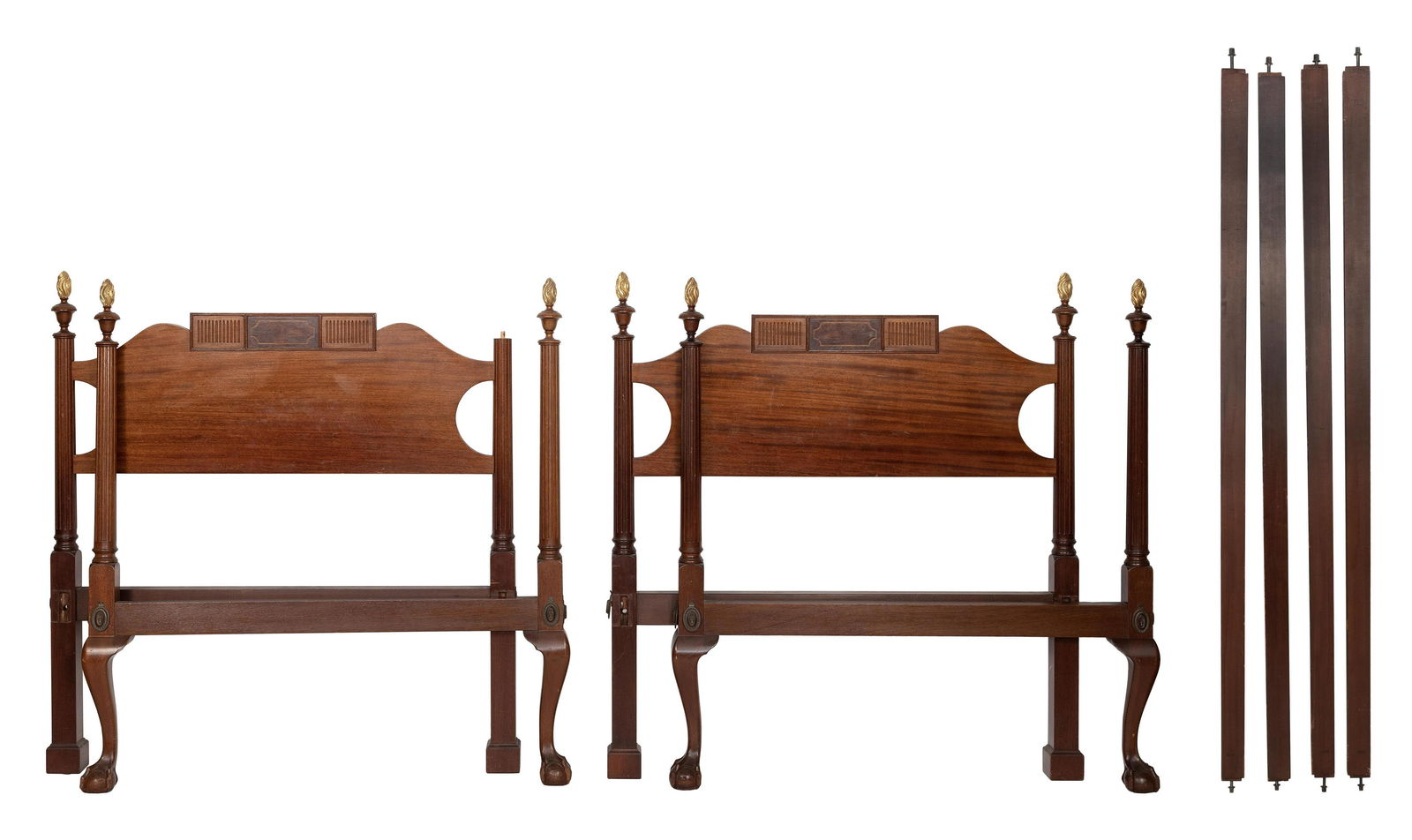PAIR OF MAHOGANY TWIN BEDS Early 20th Century Heights 45”. Widths 40”. (1 of 3)