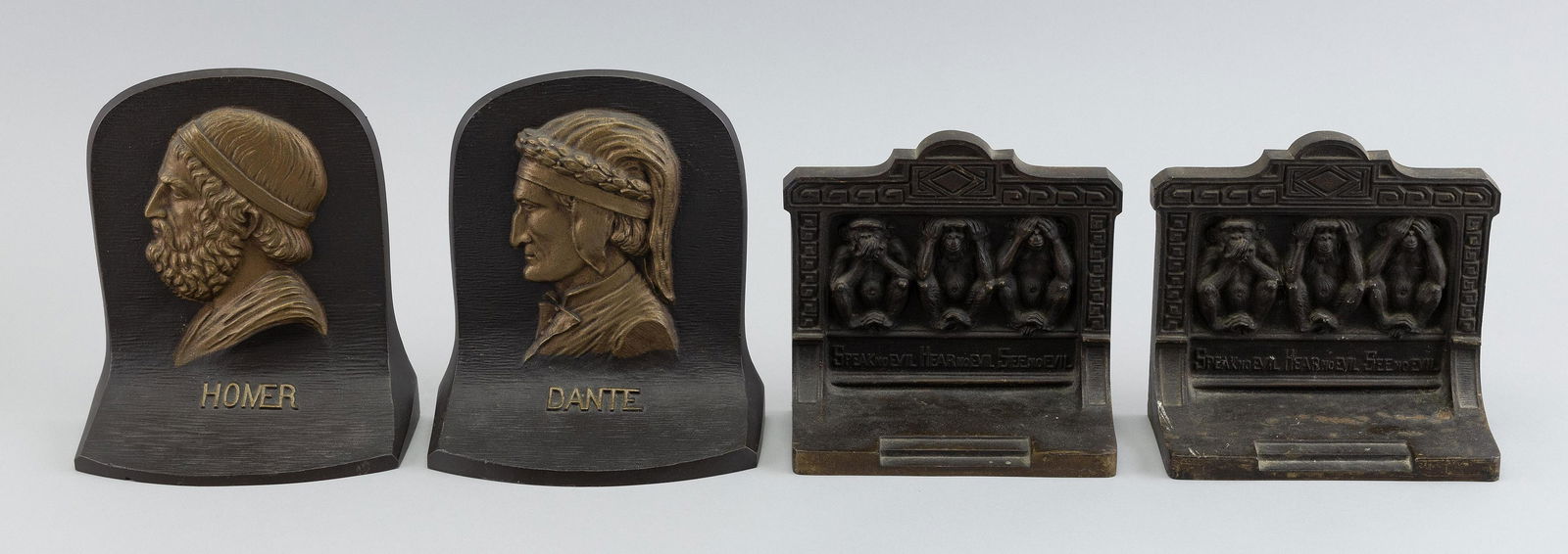TWO PAIRS OF BRADLEY & HUBBARD BRONZE BOOKENDS Early 20th Century (1 of 2)