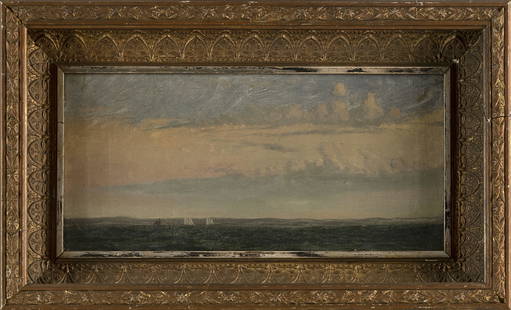 ATTRIBUTED TO WILLIAM BRADFORD (Massachusetts/California, 1823-1892), Cloud study., Oil on canvas,: ATTRIBUTED TO WILLIAM BRADFORDMassachusetts/California, 1823-1892Cloud study. Unsigned.Oil on canvas, 6.25&#8221; x 13.5&#8221;. Framed 11&#8221; x 18&#8221;. Provenance:Eldred&#8217;s, November 23, 1