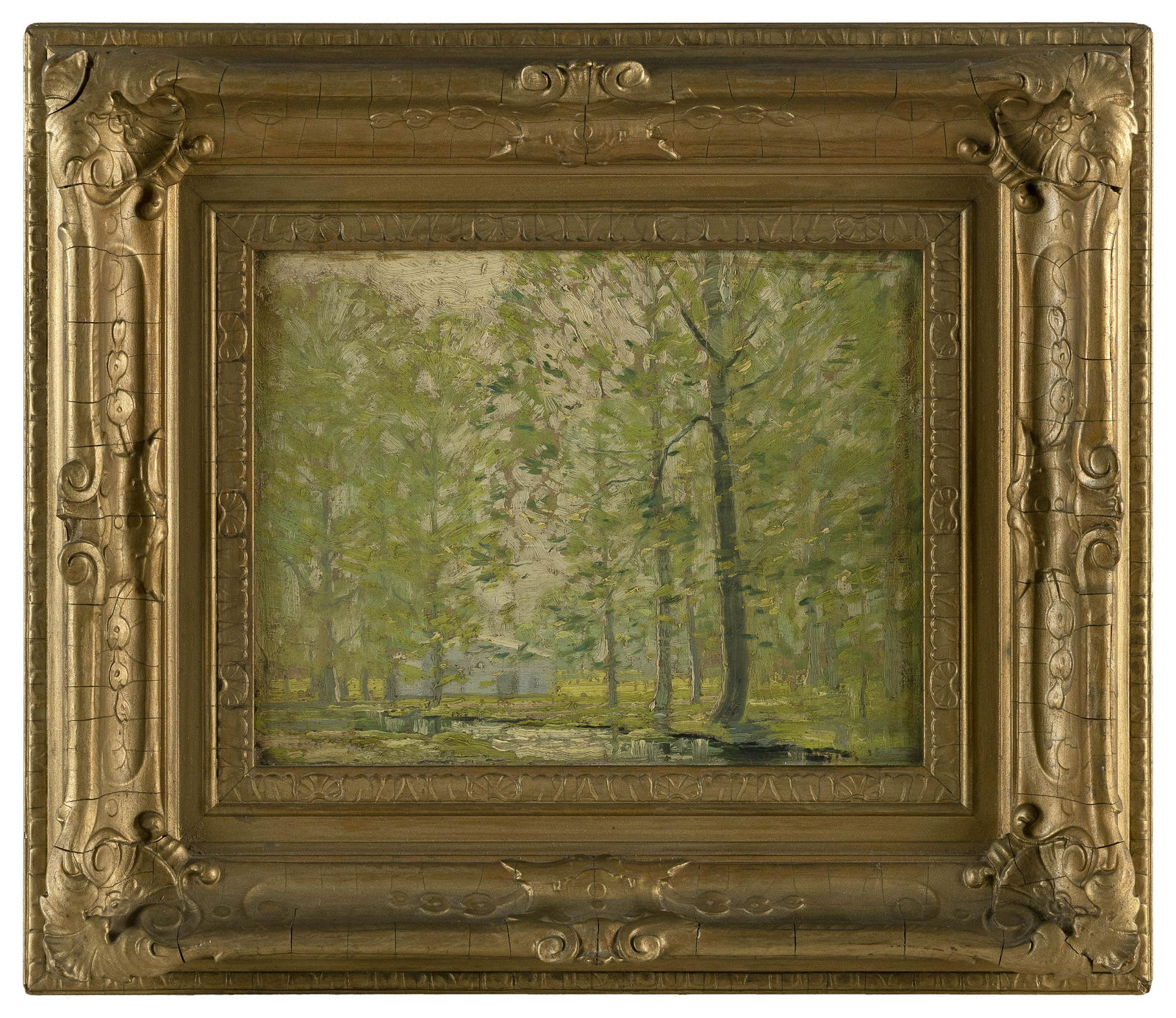AMERICAN SCHOOL (Early 20th Century,), Impressionist spring landscape., Oil on board, 8" x 10". (1 of 2)