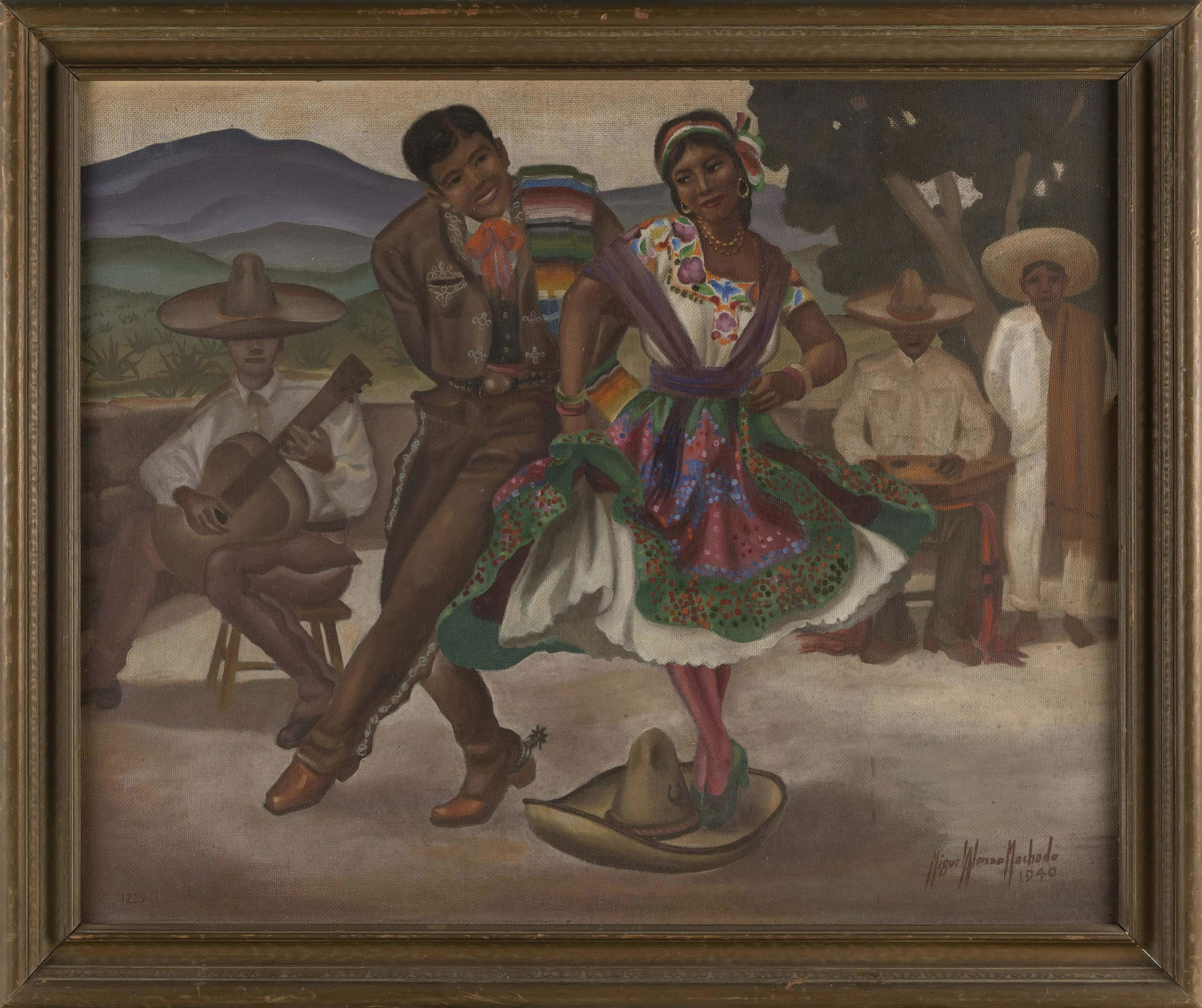 MIGUEL ALONSO MACHADO (Mexico, 20th Century), "Mexican Hat Dance"., Oil on board, 24.5” x (1 of 2)