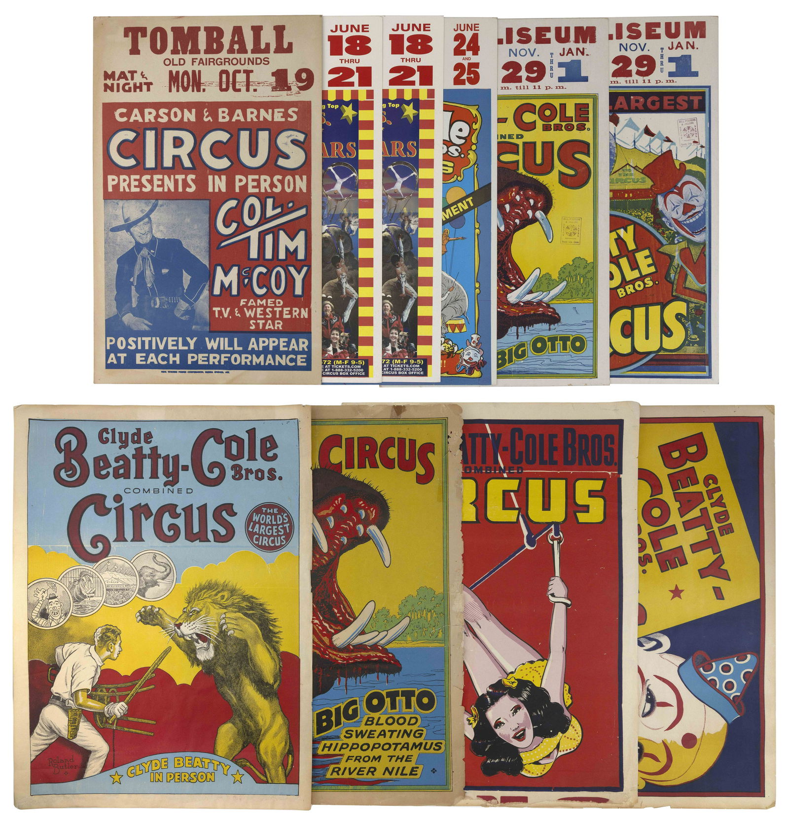 COLLECTION OF NINE CIRCUS POSTERS 20th Century Five 22.5” x 14.5” and four 28” x (1 of 3)