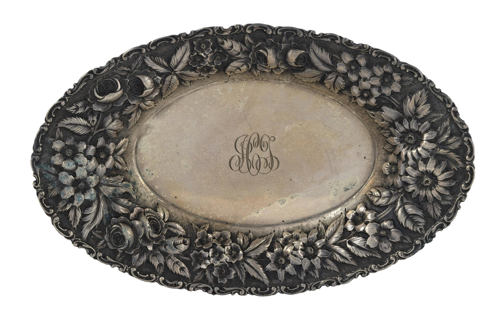 JENKINS & JENKINS STERLING SILVER TRAY Late 19th Century Approx. 7.4 troy oz. (1 of 2)