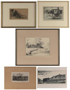 GROUP OF ASSORTED PRINTS Late 19th to Mid-20th Century Sheet sizes from 6.5" x 10" to 9.75" x: GROUP OF ASSORTED PRINTSLate 19th to Mid-20th CenturyIncluding works by August Louis-Lep&#232;re, Alphonse Legros, George Resler and Lindley Hosford. Each signed in pencil.Sheet sizes from 6.5&quot; x