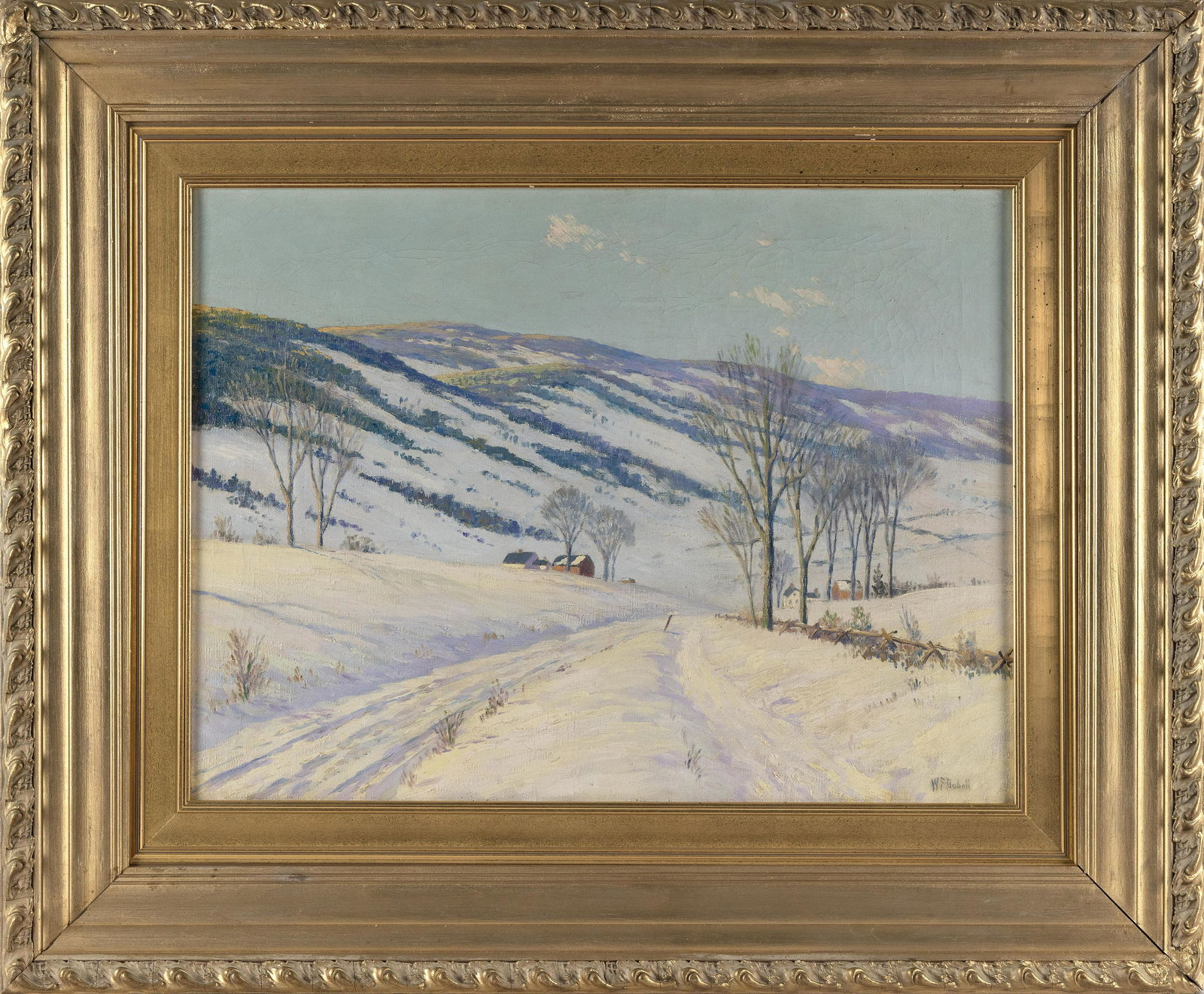 W. F. DABOLL , Winter landscape., Oil on canvas, 18" x 24". Framed 28" x 34". (1 of 2)