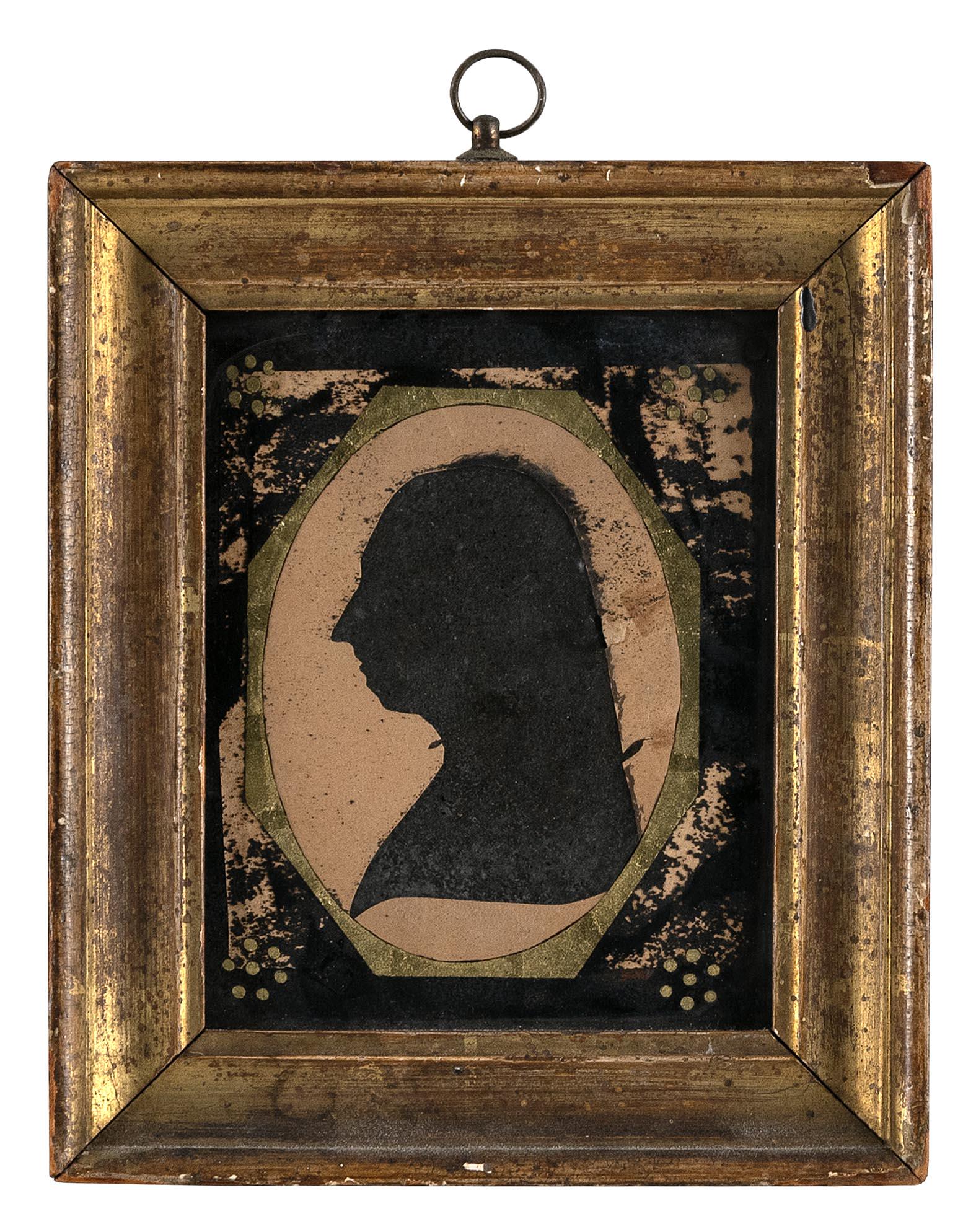 SILHOUETTE America, Early 19th Century 3.75” x 2.75”. Framed 6.5” x 6.5”. (1 of 2)