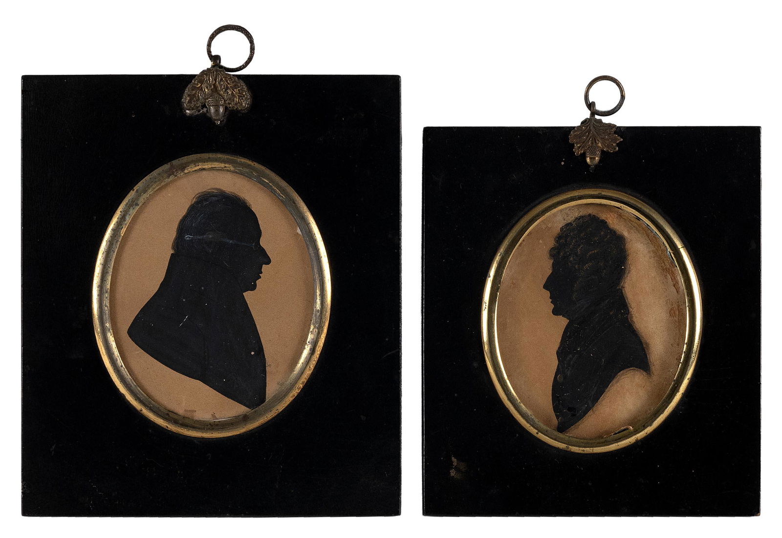 TWO SILHOUETTES ON PAPER America or England, 19th Century Both 3.5" x 3". Framed 5.5" x 5" and 6.5" (1 of 2)