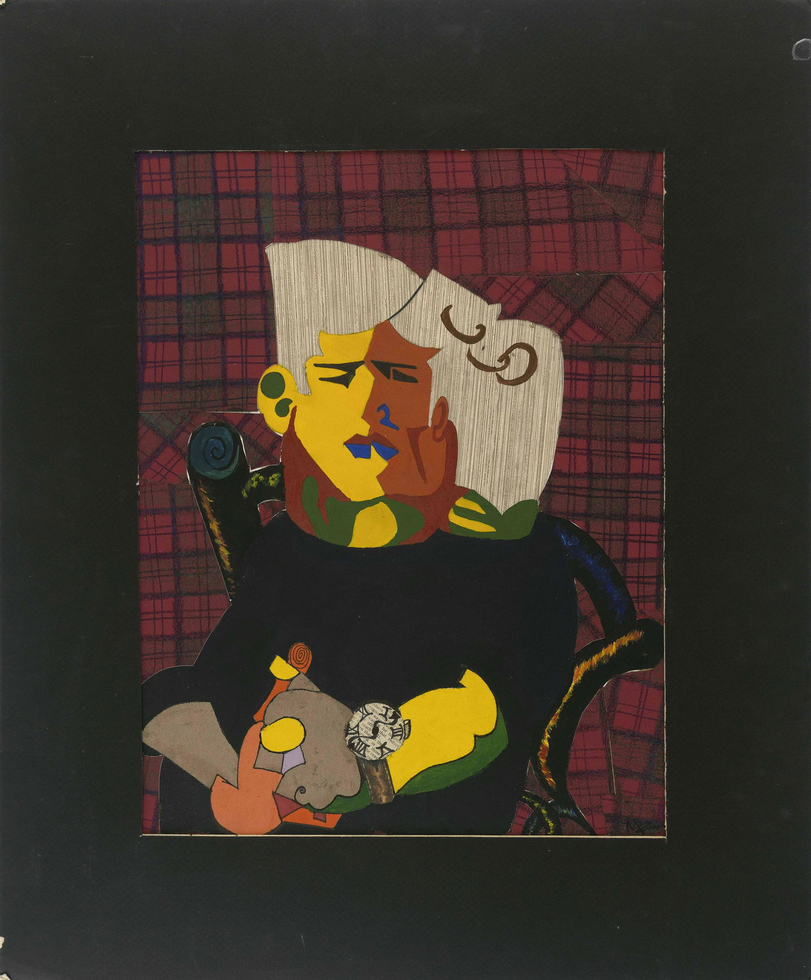 AMERICAN SCHOOL (Late 20th Century,), A seated couple sharing an intimate moment., Mixed media and (1 of 1)