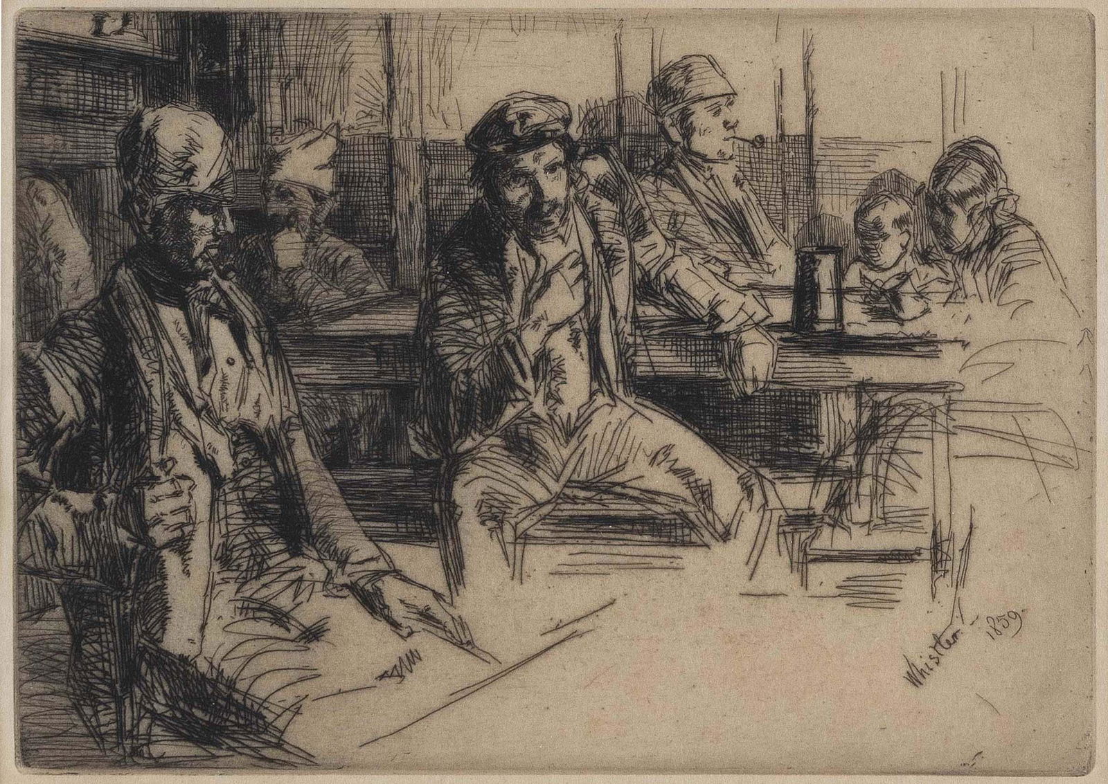 JAMES ABBOTT MCNEILL WHISTLER (Massachusetts/England/France, 1834-1903), "Longshoremen", 1859., (1 of 3)