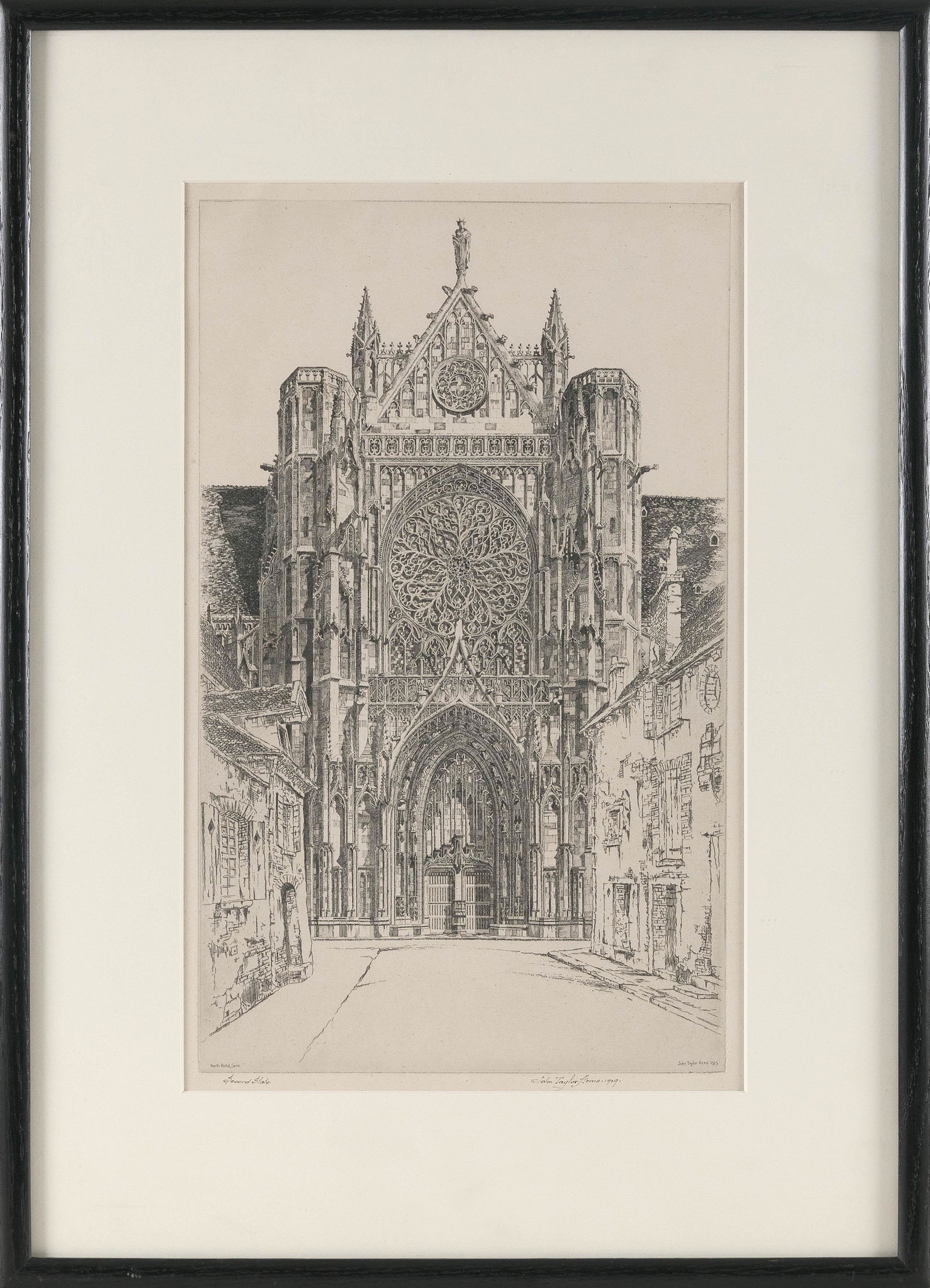 JOHN TAYLOR ARMS (Connecticut/Maryland/Massachusetts/District of Columbia/New York, 1887-1953),: JOHN TAYLOR ARMSConnecticut/Maryland/Massachusetts/District of Columbia/New York, 1887-1953Gothic Glory, Sens Cathedral, 1929. Second state of two. Edition of 140. Signed, dated and inscribed "Se
