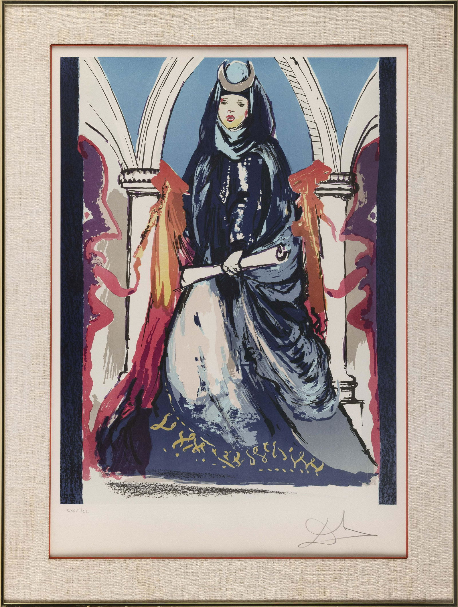 SALVADOR DALI (Spain/France, 1904-1989), "Lady Blue -- The High Priestess", 1979., Color lithograph (1 of 2)