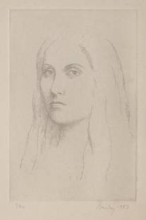 WILLIAM H. BAILEY (Iowa/Connecticut, 1930-2020), "Lost Lady"., Etching, 8.5" x 6" sight. Framed 16": WILLIAM H. BAILEYIowa/Connecticut, 1930-2020&quot;Lost Lady&quot;. Signed and numbered 1/20 in pencil, lower margin.Etching, 8.5&quot; x 6&quot; sight. Framed 16&quot; x 13&quot;.