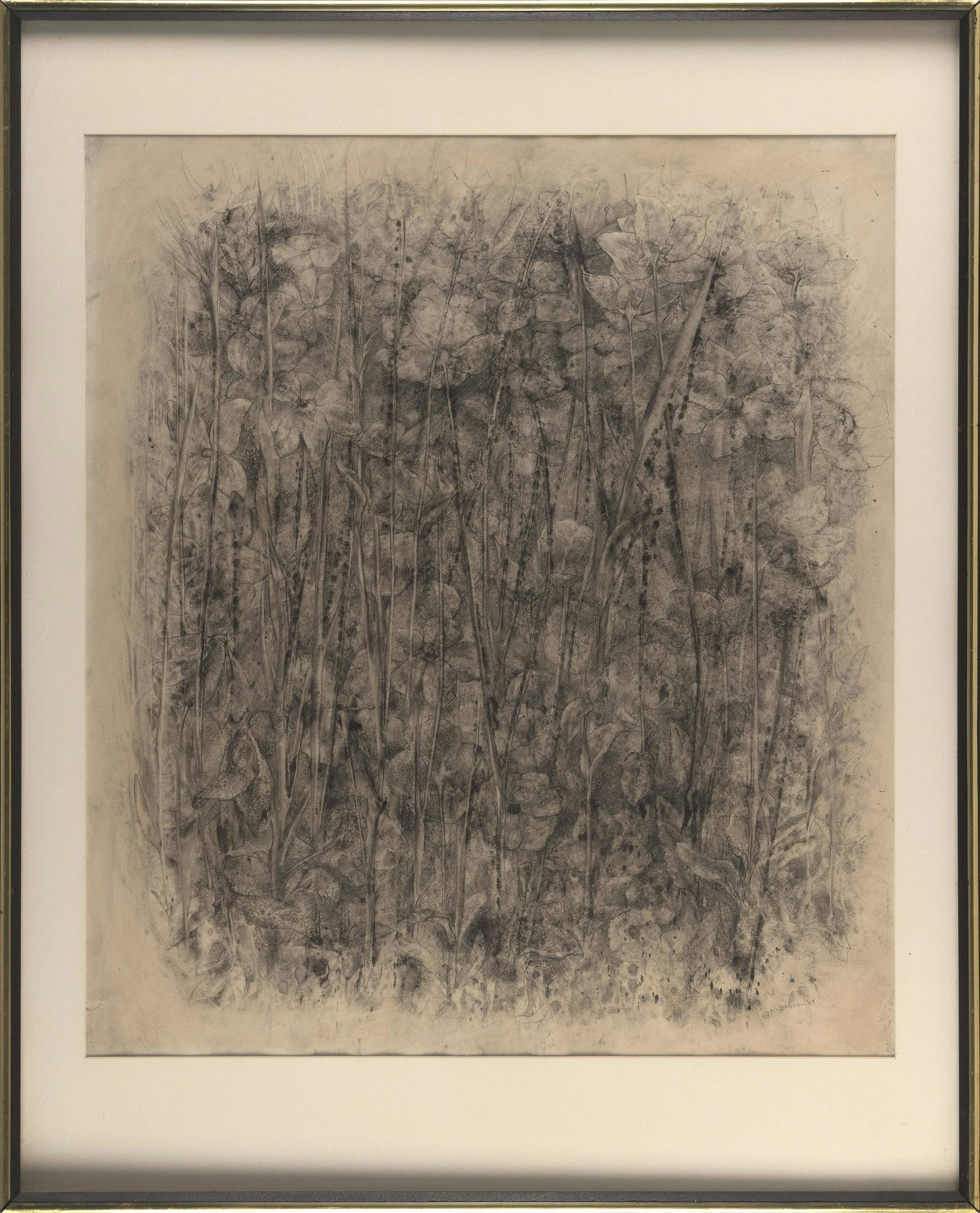 KAHLIL GEORGE GIBRAN (Massachusetts/Lebanon, 1922-2008), Within the flower garden, 1967.,: KAHLIL GEORGE GIBRAN Massachusetts/Lebanon, 1922-2008 Within the flower garden, 1967. Signed and dated lower right "K. Gibran '67". Verso with gray wash and mixed-media additions. Mixed-medi