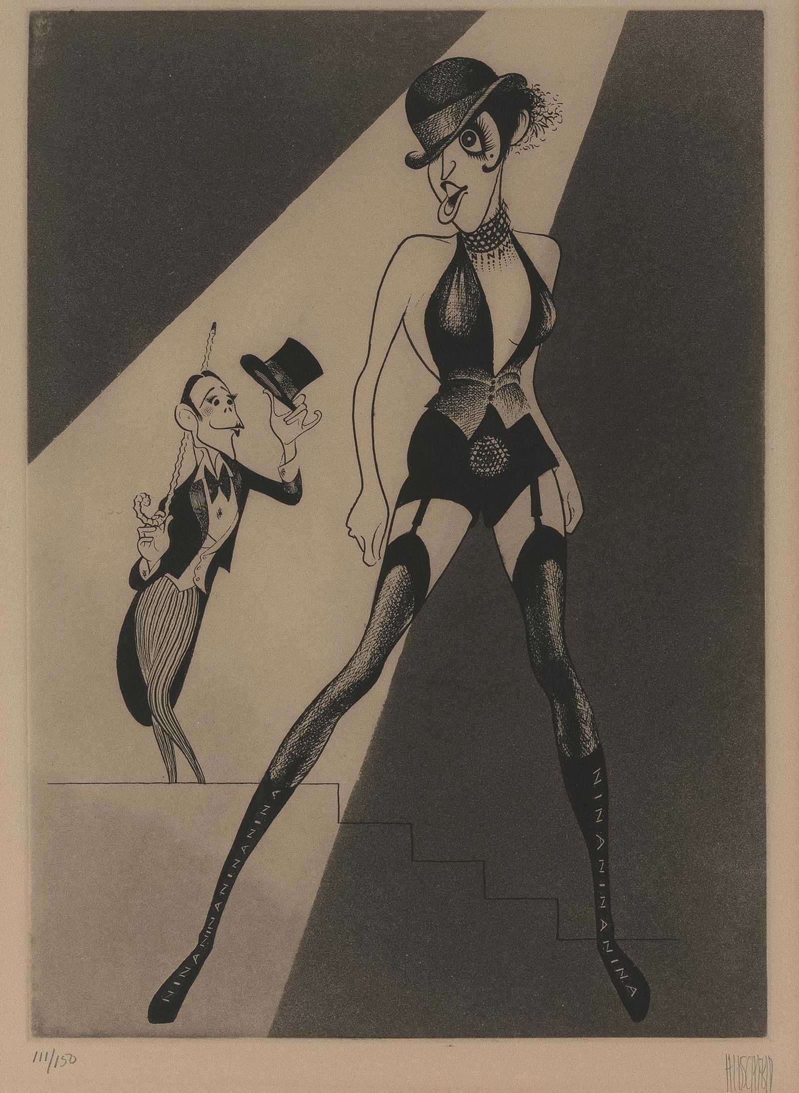 ALBERT HIRSCHFELD (America, 1903-2003), Cabaret with Liza Minnelli and Joel Gray, 1975., Etching (1 of 3)